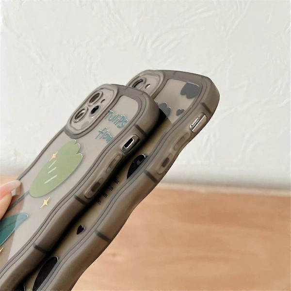 Kompatibelt skal för iPhone 14/iPhone 13 med sött, enkelt svart blomstermönster Design Kvinnor Tonårsflickor Linsskyddsskal för iPhone 14/13+Svart