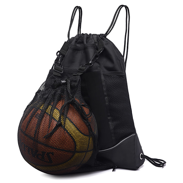 Basketball rygsæk med snøre, foldbar fodboldrygsæk