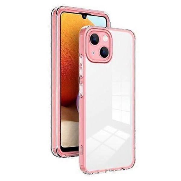För iPhone 15 3-i-1 Genomskinligt TPU Färg PC Ram Telefonskal