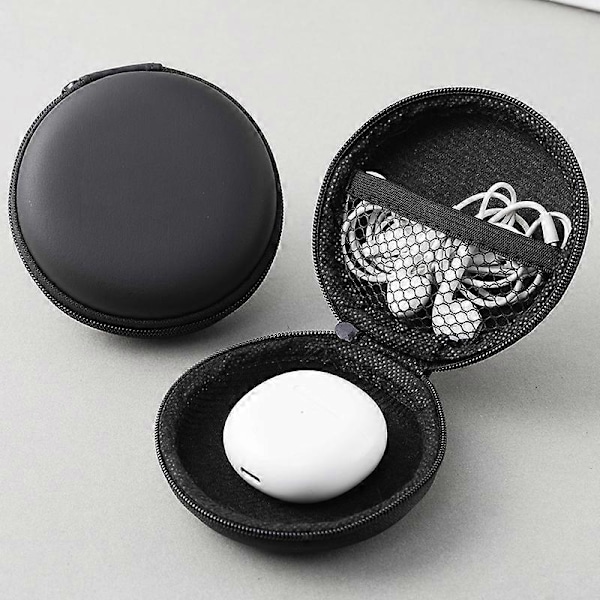 8 x 8 x 3,5 cm - Hovedtelefon Etui Headset Hårdt Beskyttelsescover - Sort