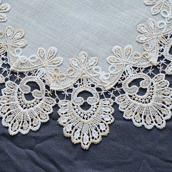 Langxiu Sirkulær Brodert Lin Spisebrikke Stoffkunst