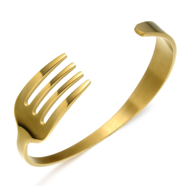 Simpelt armbånd med gaffel i rustfrit stål, kreativt og personligt gold