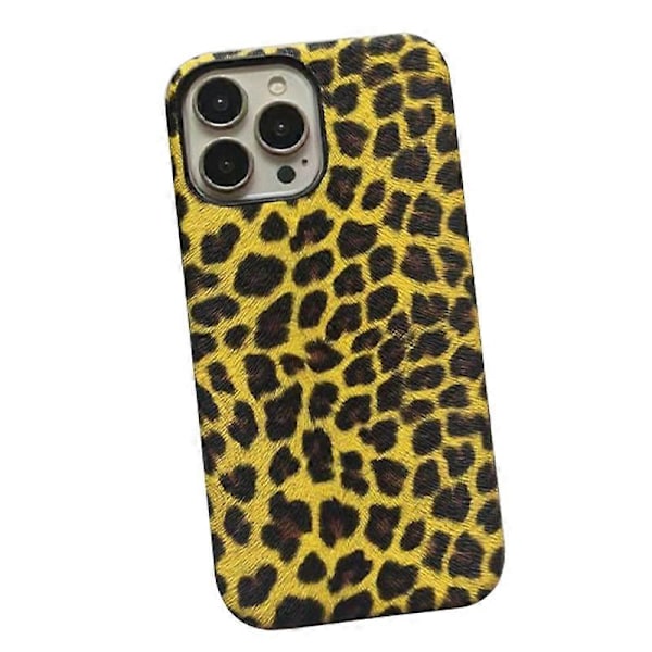 Leopardmönstrat Skal för iPhone 14 Pro Max PC+PU Läder (Ej Fullständig Täckning)
