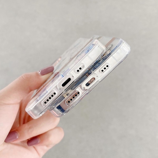Läpinäkyvä sähköpinnoitettu kukka puhelinkotelo iPhone 14 Plus -puhelimelle