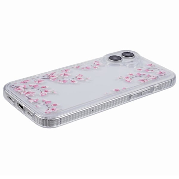TPU-etui med blomsterprint og luftdæmpningsdesign til iPhone 16 Plus