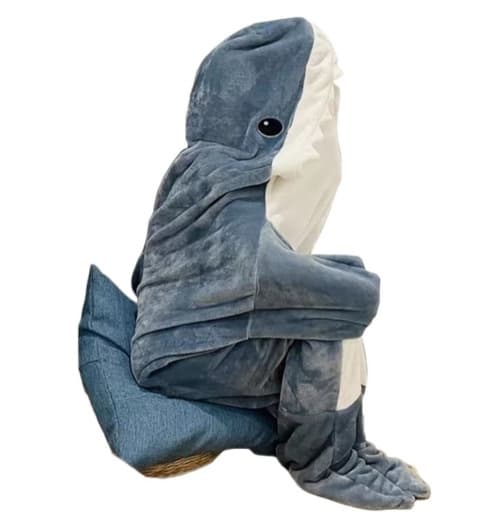 Haimatteppe Voksen Supermyk Fleece Hettegenser Sovepose Bærbar Løs Onesie Pyjamas Blå blå