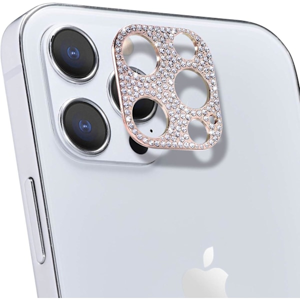 Bling Kamera (Roséguld) Baksideskydd för iPhone 12 Pro Max Kamera, Diamant Skyddsdekal Kameralins Linsskydd för Apple iPhone 12 Pro Max