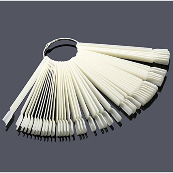 Neglefarve display sticks, salon neglefarve display sticks, manicure øvelse, vifteform, med metalring, 50 ark pr. pakke, naturlig farve Natural Color