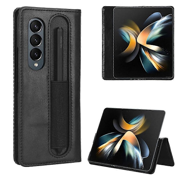 För Samsung Galaxy Z Fold4 5G Magnetspänne Retro Textur Läder Telefonfodral