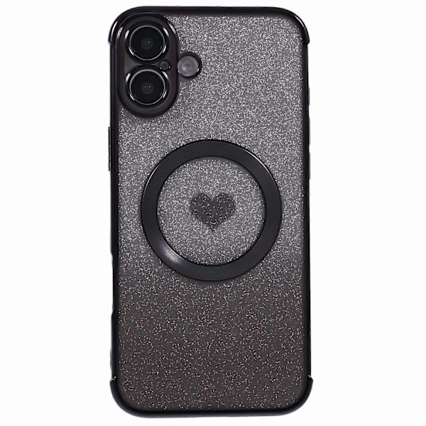 Skal för iPhone 16 Plus Gradient Sparkle TPU Mobilskal Kompatibelt med MagSafe - Svart