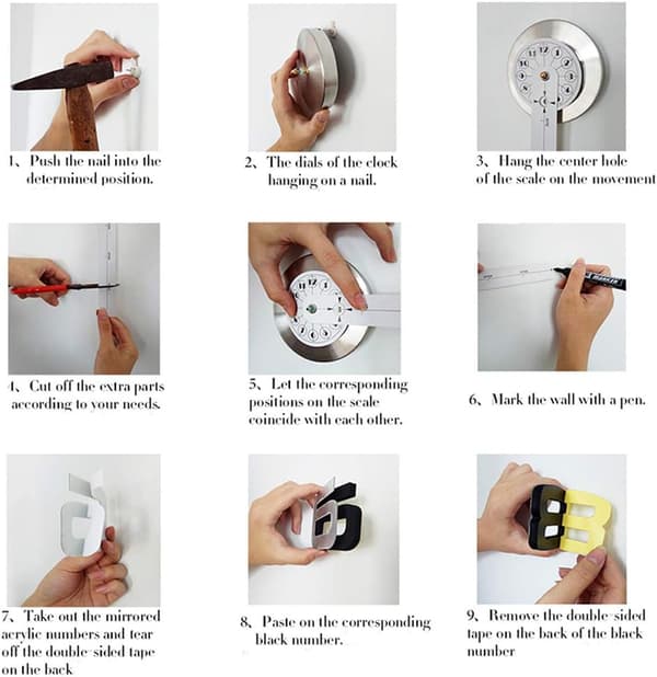 DIY 3D Seinäkello Moderni Design Seinäkello 3D Peilitarra
