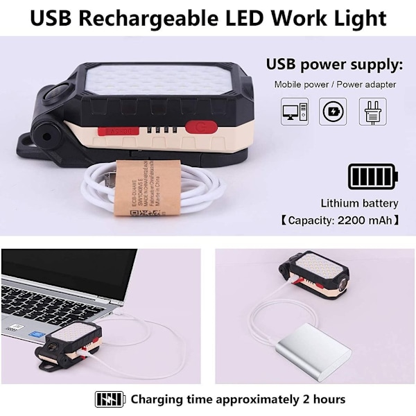 Arbeidslys, byggebelysning, batterier, LED-verkstedlys