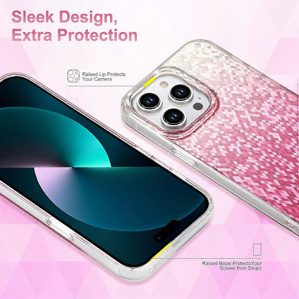 For iPhone 14 Pro Max Deksel Dobbeltsidig IMD PC+TPU Støtsikkert Telefondeksel