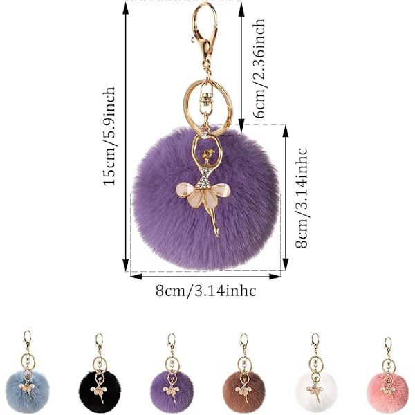 6 kpl Plushiavaimenperää, Strassit ja Plushi Pom-Poms