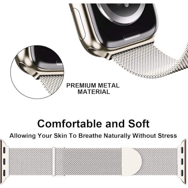 Magnetisk dobbeltbånds metallreim for Apple Watch - Starlight starlight