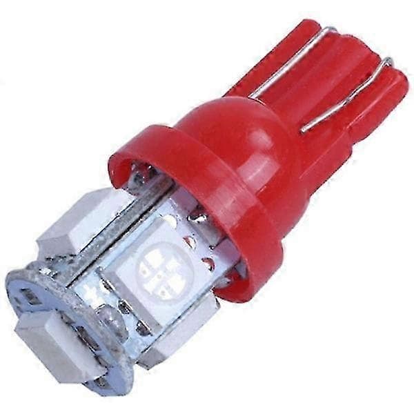 10-pakning - T10 W5W Røde Diode Pærer - Bil LED Lys Rød