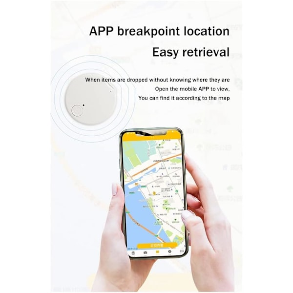 Mini GPS-tracker Trådlös Bluetooth 5.0 Anti-förlorad Enhet Smart Locator Husdjursnyckel Plånbok Tracker med Nyckelring Svart