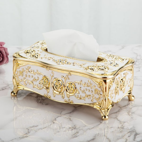 Luksuriøs Rose Tissue Box Akrylholder Deksel Elegant gold