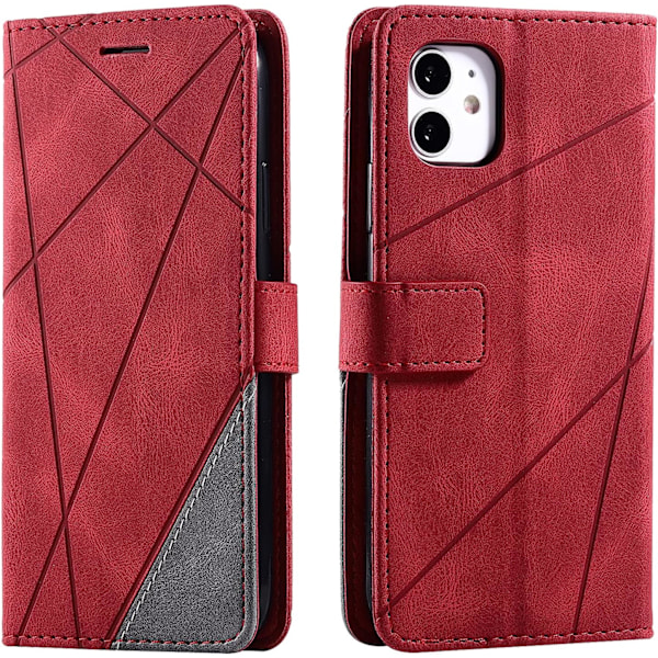 Läderfodral för iPhone 11, Geometriskt Plånboksfodral med Magnet