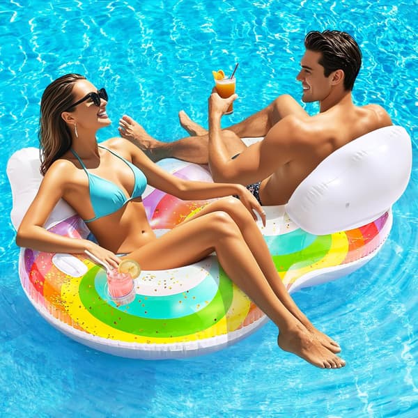 Pool Float med kopholder, poolmåtte, oppustelig hængekøje til voksne og børn