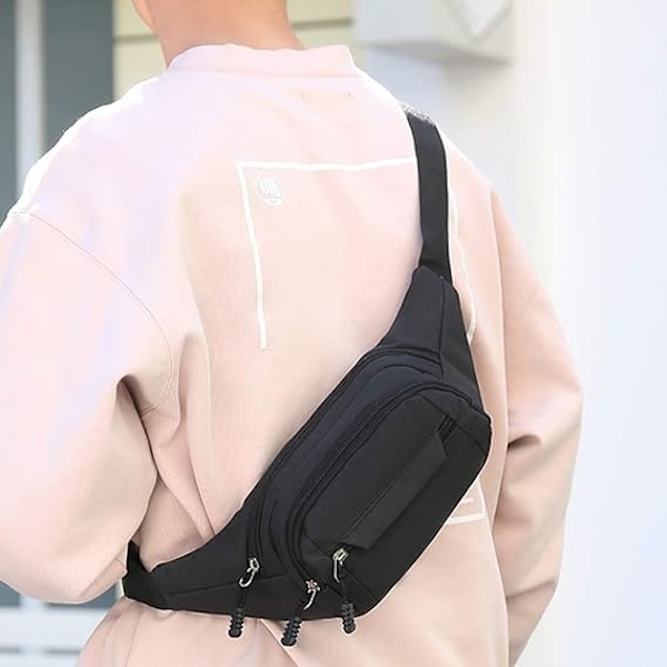 Midjeväsk, Vattentät 4 Ficka Fanny Pack Löpning Midjeväsk Väska Justerbar Bälte Midjepåsar för Utomhus Löpning Marathon Gym Cykling