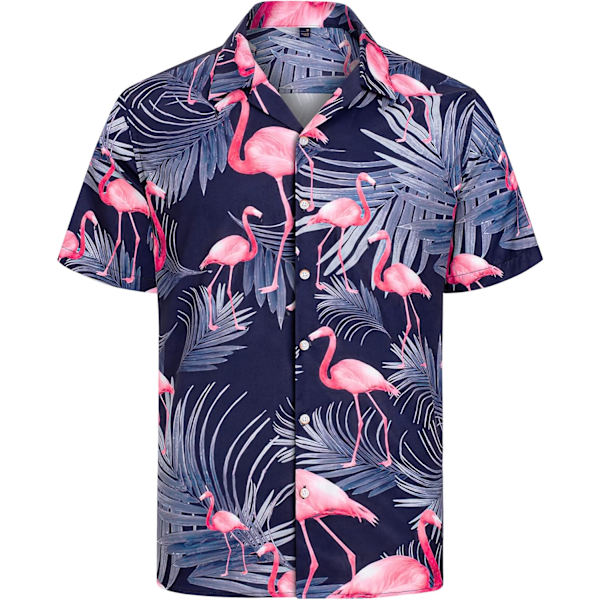 Miesten Havaiji-paita ja shortsit Setti Normaali Istuvuus Lyhythihainen Rento Hauska Flamingo-rantapaitasetti XL