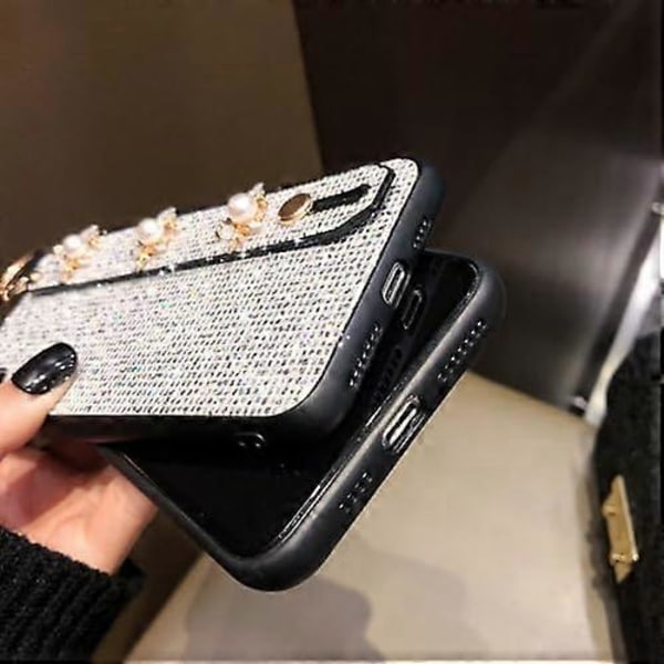 Kompatibel med iPhone 16 Pro Max Bling Stativ Holder Deksel Luksus Håndstropp Glitter Diamant Bie Håndleddsbrakett for Kvinner Jenter Støtsikker Beskyttelse