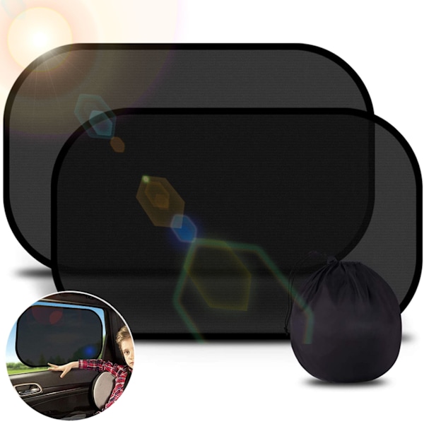 2-pack Bilsolskydd för Baby, UV-skyddande Solskyddsnät för Bil