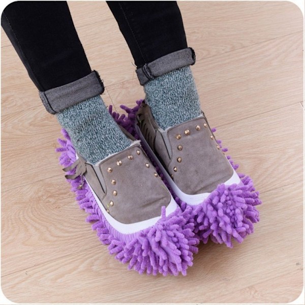 5 par moppesko, multifunksjonelle mikrofiber støvmoppesko purple