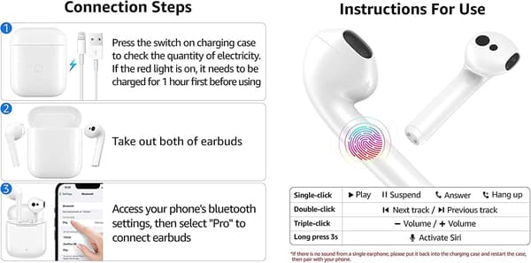 Fuldstændig trådløs Bluetooth-øretelefon + Silikoneetui Hvid