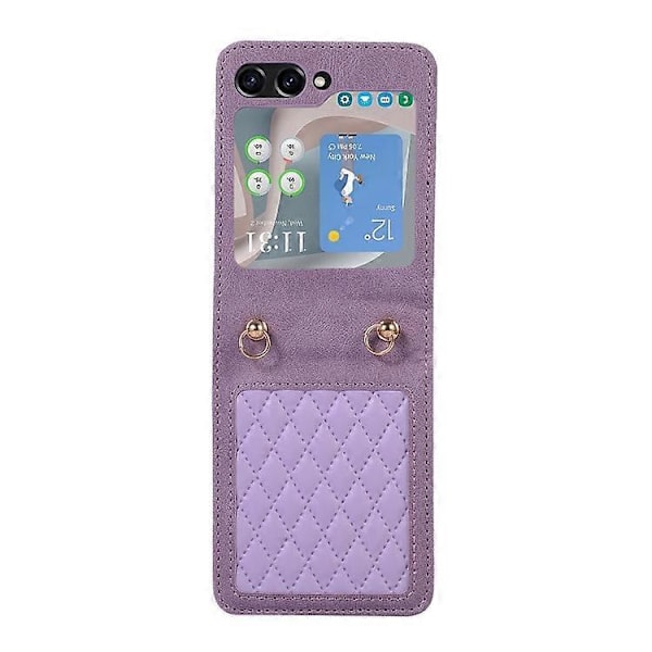 Til Samsung Galaxy Z Flip5 Diamant Gitter Foldbart Læder Mobiltelefon Cover