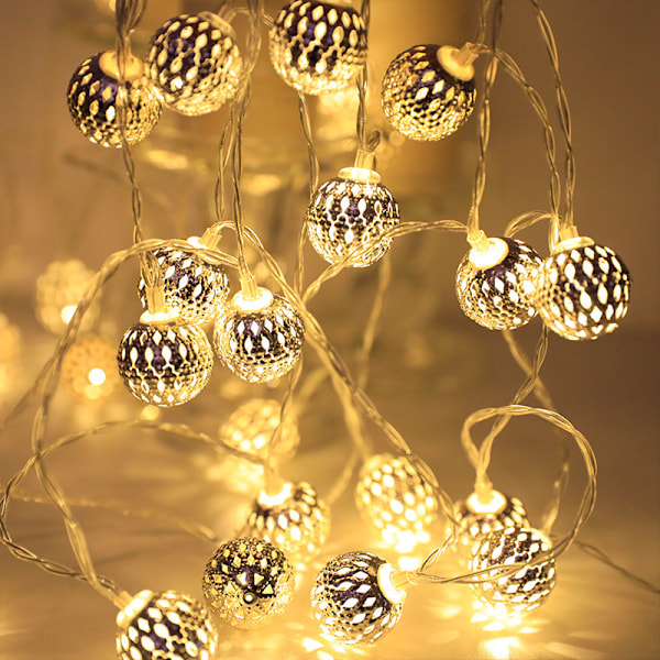 20 LED-bollar Strängljus 3m Batteridriven Varmvit