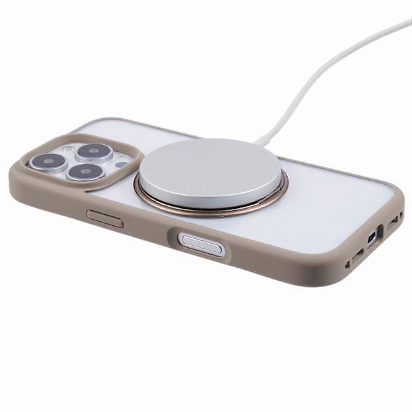 För iPhone 16 Pro Max Mobilskal Ringhållare Ställ PC+TPU Mobilskal - Titanium Guld