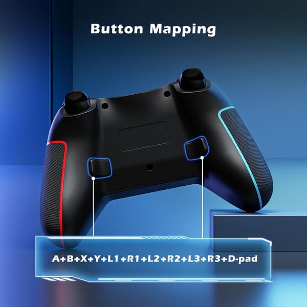 Kontroller for Switch, trådløs kontroller kompatibel med Switch Lite/OLED, Turbo/Makroprogrammering/Justerbar vibrasjon/6-akset gyroskop/Skjermbilde Black