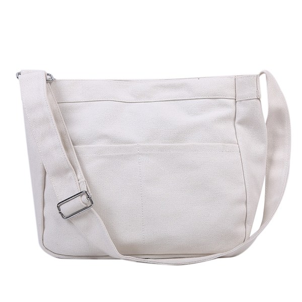 Canvas Taske Mode Messenger Taske Studenter Skuldertaske white