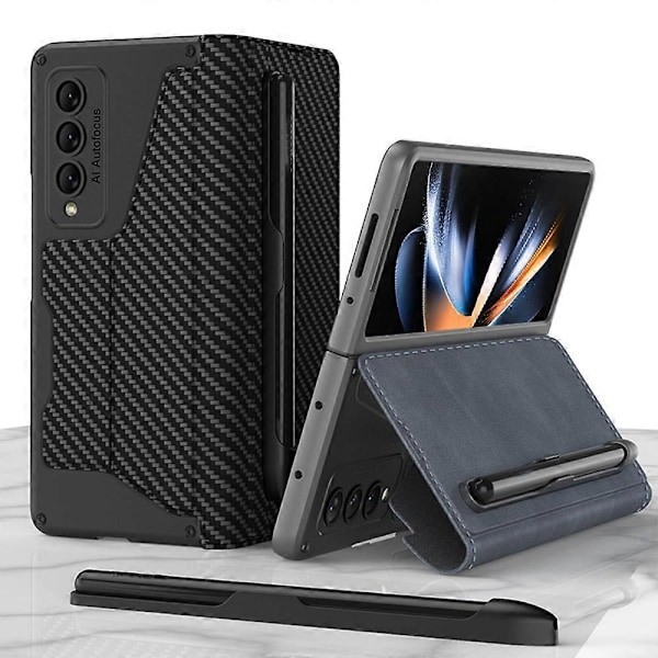 Til Samsung Galaxy Z Fold4 GKK Armor Flip Læder Telefon Cover med Penneholder