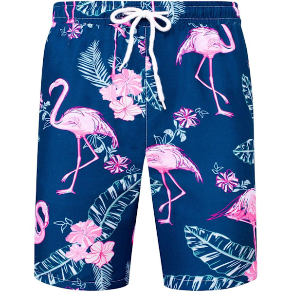 Miesten Havaiji-paita ja shortsit Setti Normaali Istuvuus Lyhythihainen Rento Hauska Flamingo-rantapaitasetti XL