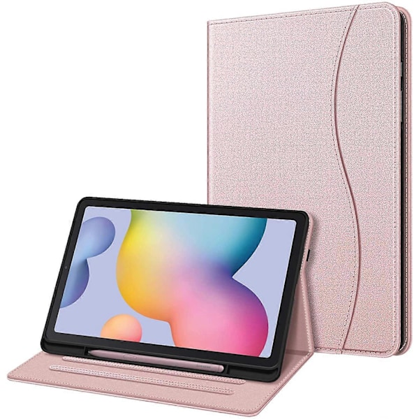 rött Fodral för Samsung Galaxy Tab S6 Lite 10.4 Tum 2022/2020 - Flerpositionsfodral med Kortficka och Automatisk Sleep/Wake-funktion