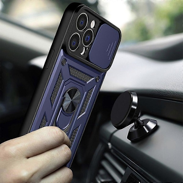 För iPhone 14 Plus Skjutbart Kameraskydd Design TPU+PC Telefonfodral