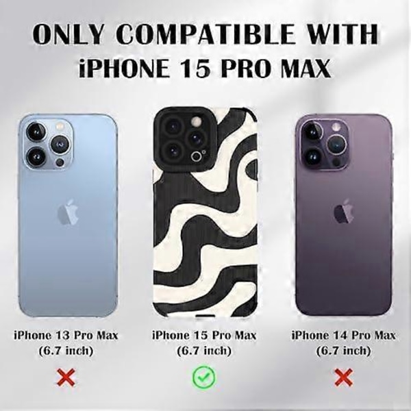 iPhone 15 Pro Max Skal, Sött Zebra Vågmönster Design Skal för Kvinnor Flickor Mjuk TPU Stötfångare Anti-Repor Stöttåligt Fullständigt Kameraskydd Skal