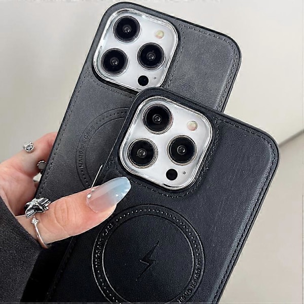 Sidoläder Magsafe-telefonfodral för iPhone 15 Pro Max