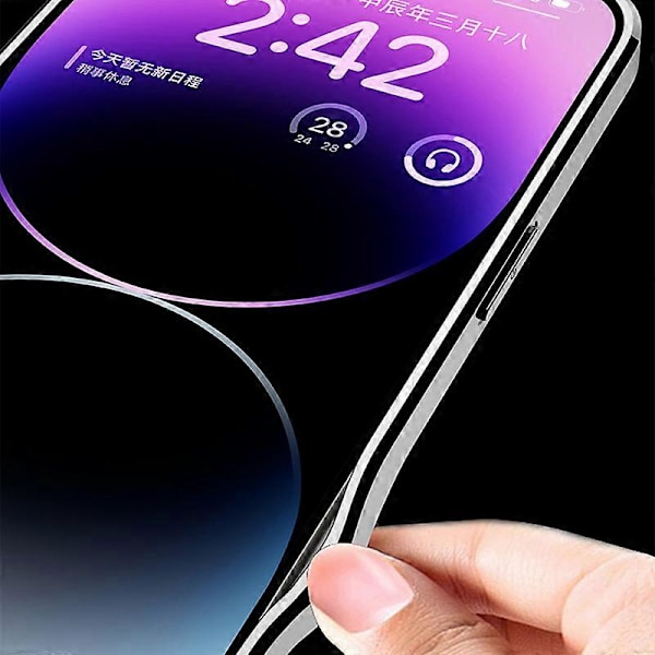 För iPhone 14 Pro Max Skarvad Telefonfodral Läderbelagd TPU+PC Hybrid Skal