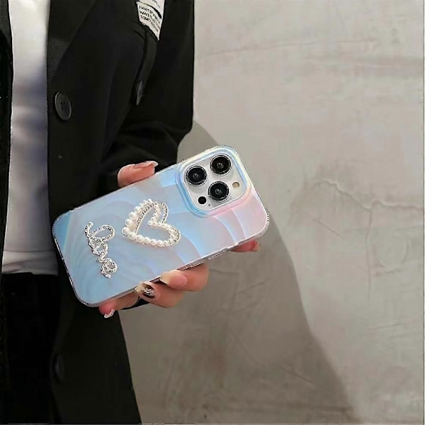 Skal till iPhone 14 Pro Max Strass Hjärta/Rosett IMD Akryl+TPU Mobilskal