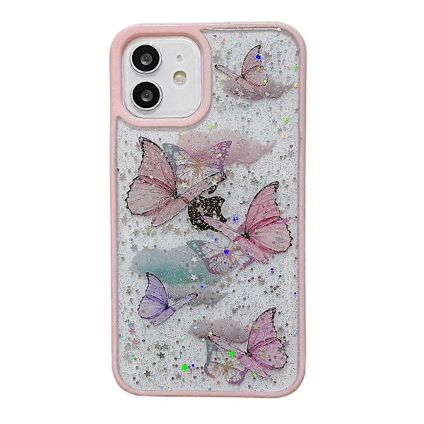 Fodral för iPhone 12 Mini Färg Fjäril Glitter Epoxy TPU