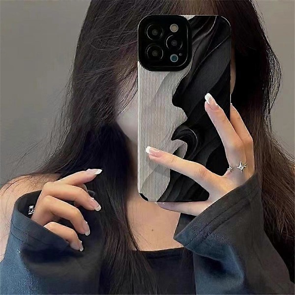 Skal för iPhone 16 Pro Max, unik vågdesign PU-läder + TPU-telefonskal