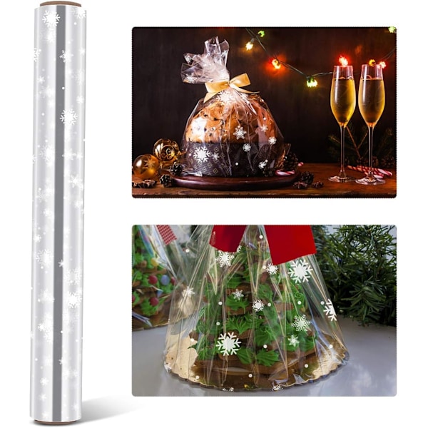 Kirkas sellofaanipaketti lumihiutaleilla, 2,5 mm paksu