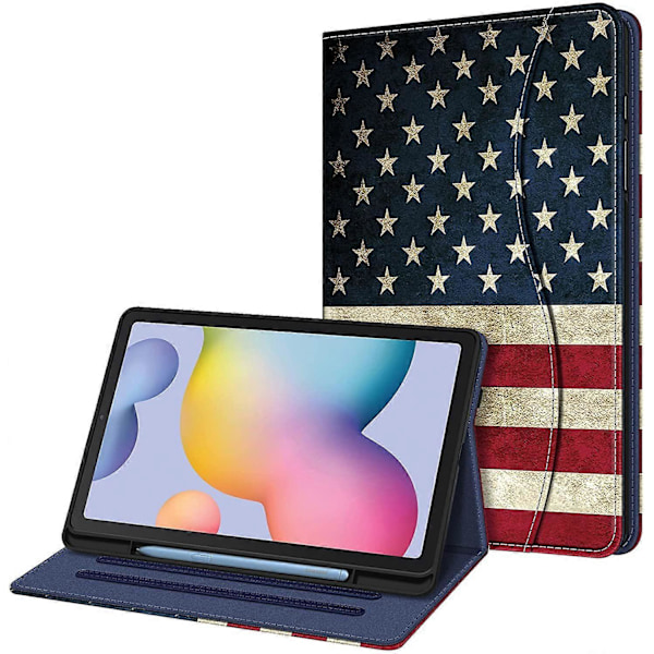 Etui til Samsung Galaxy Tab S6 Lite 10,4 tommer 2022/2020 - Multi-positions Cover med kortlomme og automatisk Sleep/Wake funktion