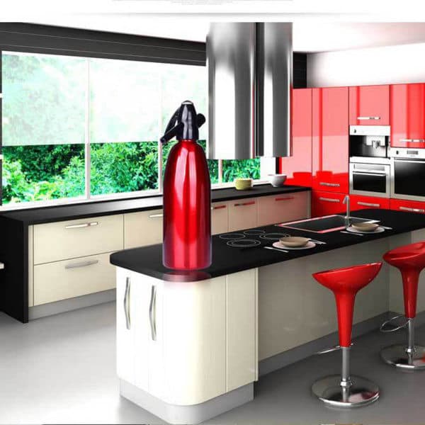 1000 ml aluminium carbonator - stilfuld og elegant sodavandsflaske i legering (rød)
