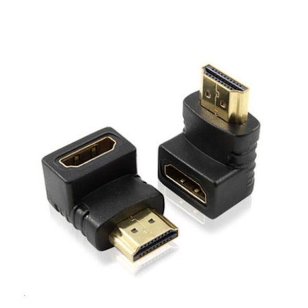 2 stk. 90 Graders HDMI Adapter - Vinklet HDMI Adapter Sort