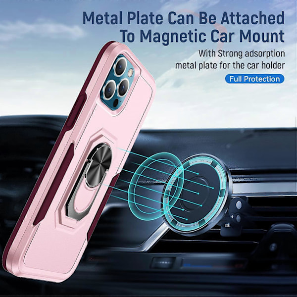 PinkCase til iPhone 13 Pro Max Nyt Design med 360 Graders Roterende Ring Stødsikkert Dobbelt Lag Beskyttelsesetui TPU og PC Beskyttelsescover Kompatibelt